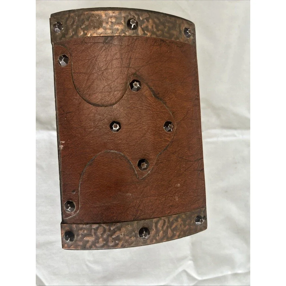 Vintage Wood Leather Metal Pirate Treasure Chest Jewelry Box